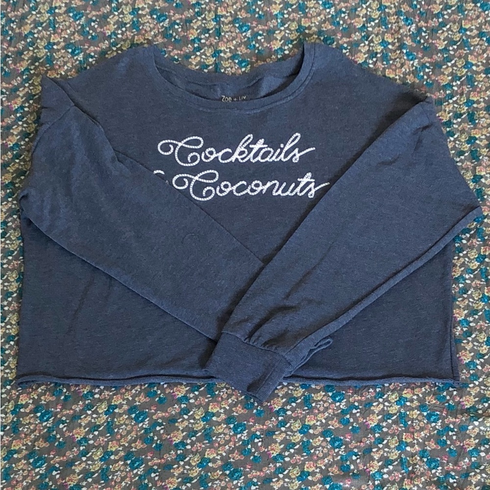 NWOT Cocktails and Coconuts cropped Sweatshirt